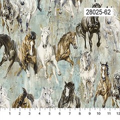 Pedigreen Horse Cotton Quilt fabric by Northcott 28025-98 Horses