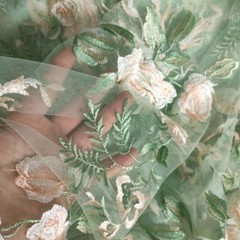 Delicate Floral Embroidery Lace DIY Mesh Bridal Fabric Wedding Prom dress