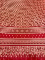 Red Thai Silk Traditional Woven Fabric Wedding Dress Damask Pattern 40″ Drape
