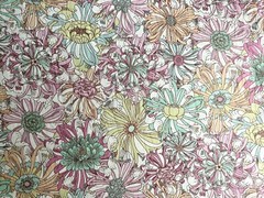 Tana Lawn Liberty London Blue Pink Yellow Mums Floral Pattern Fabric 3 Yards