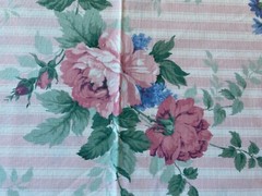 ARTHUR SANDERSON FABRIC~1989~English Garden UK~PINK WHITE STRIPE~Large Floral~