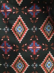 C S SHAMASH Southwestern Fabric Multicolored & Black 6 yards FREE SHIP # 1120