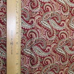 David Textiles Cotton Fabric floral Paisley on Burgundy Red 19″ x 44″