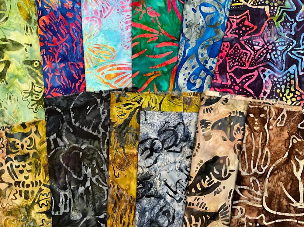 All Animal Lunn Fabric Scraps 1 Pound ~4 Yards Artisan Batik Only Grab Bag Scrap