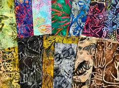 All Animal Lunn Fabric Scraps 1 Pound ~4 Yards Artisan Batik Only Grab Bag Scrap