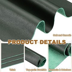 2Pcs Genuine Leather Sheet, 7.9″x11.8″ Full Grain Leather Pieces, Dark Green