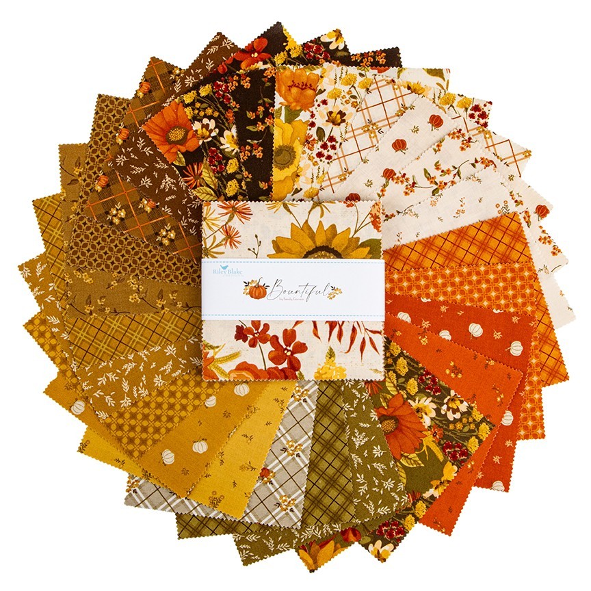Bountiful ~ 5″ x 5″ Cotton Squares $3.99 Ships ANY Amount Of Fabric