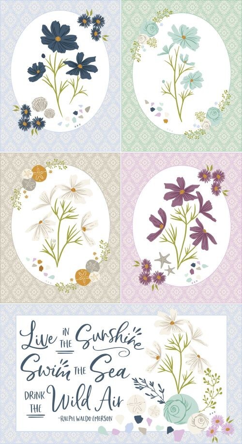 Seaglass Summer By Sweetfire Road For Moda – Oyster Sea Panel #43187-11