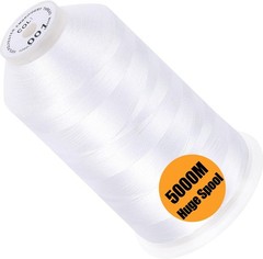 New brothread – Single Huge Spool 5000M Each Polyester Embroidery White-001