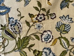 2pc Blue Floral Textured Upholstery Fabric 54”x36”Wide w/ONE Selvage+12”x29”