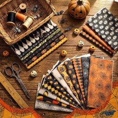 Halloween Fabric Bundle 10×10 Inches Polyester Cotton Quilt Squares 20 Pieces