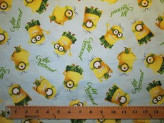 MINIONS ALL NATURAL VACATION GRASS SKIRT MINIONS BLUE COTTON FABRIC FQ