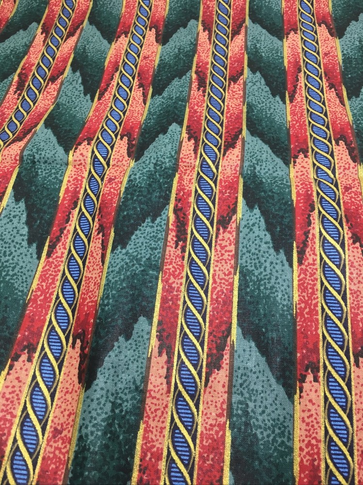 Verdigris Stripe 35″ x 54″ Richloom Screen Print Chintz Fabric Preshrunk Teflon