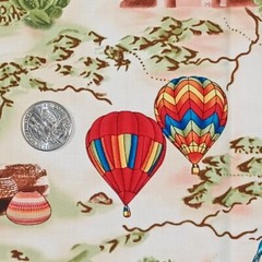 Vintage Timeless Treasures Hot Air Balloon Cotton Quilt Fabric Travel Route 66