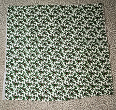 Holiday/Christmas Holly Print Quilted Cotton Fabric Cut Piece White Green Red
