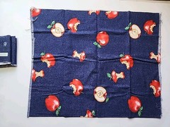 2x Lot Blue Red Apple Print Cotton Sewing Craft Quilting Fabric Interior