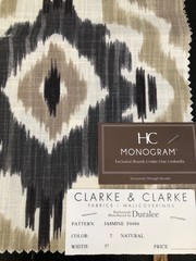 CLARKE & CLARKE Jasmine in Natural 17 1/2″ Cotton Ikat Fabric Sample pc 2