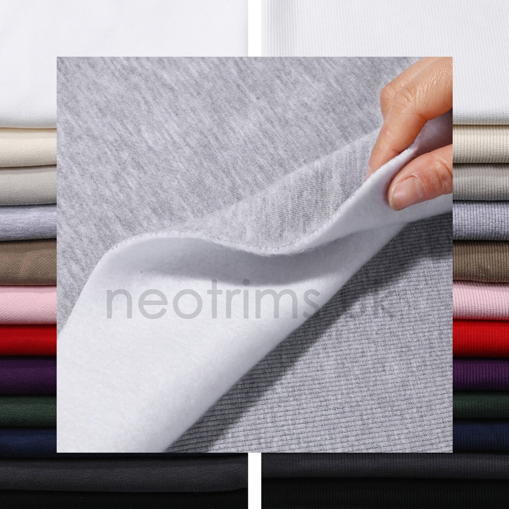 Heavy Sweatshirt Fabric French Terry Brushed Fleece Luxury Fabric+Rib Combo Set