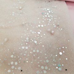 Pink Beaded Tulle Fabric 1yd x 66″W + Pink Satin Remnants 1yd 60″W Matching