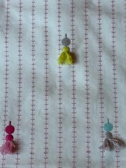 CLARKE & CLARKE CURTAIN FABRIC DESIGN Tassel Pink 2.7 METRES EMBROIDERED