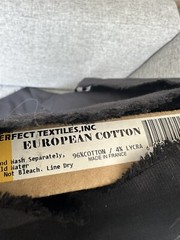 Fabric Remnant Black European Cotton Perfect Textiles Made in France 2.5 Yards