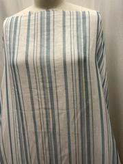 Premium Double Layer Fine Cotton Gauze Teal Blue Stripes Fabric By The Yard 56″W