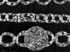 Black Silver Metallic Buckle Chain ￼Printed Fabric 45” Width Sold By The Yard