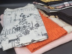 Vintage Lot of 24 lbs of Fabric Remnants Quarters Yards ~ 30 Different Patterns