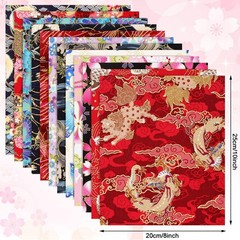 30 Pieces Japanese Style Fabric Squares Fat Quarters Cotton Wrapping Cloth Qu…