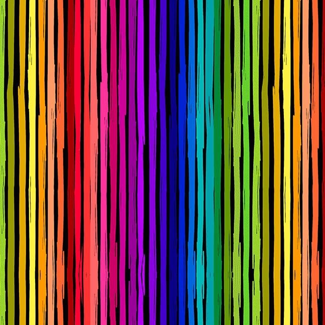 Petal Power Floral Fabric | Multi Rainbow Stripe | Timeless Treasures YARD