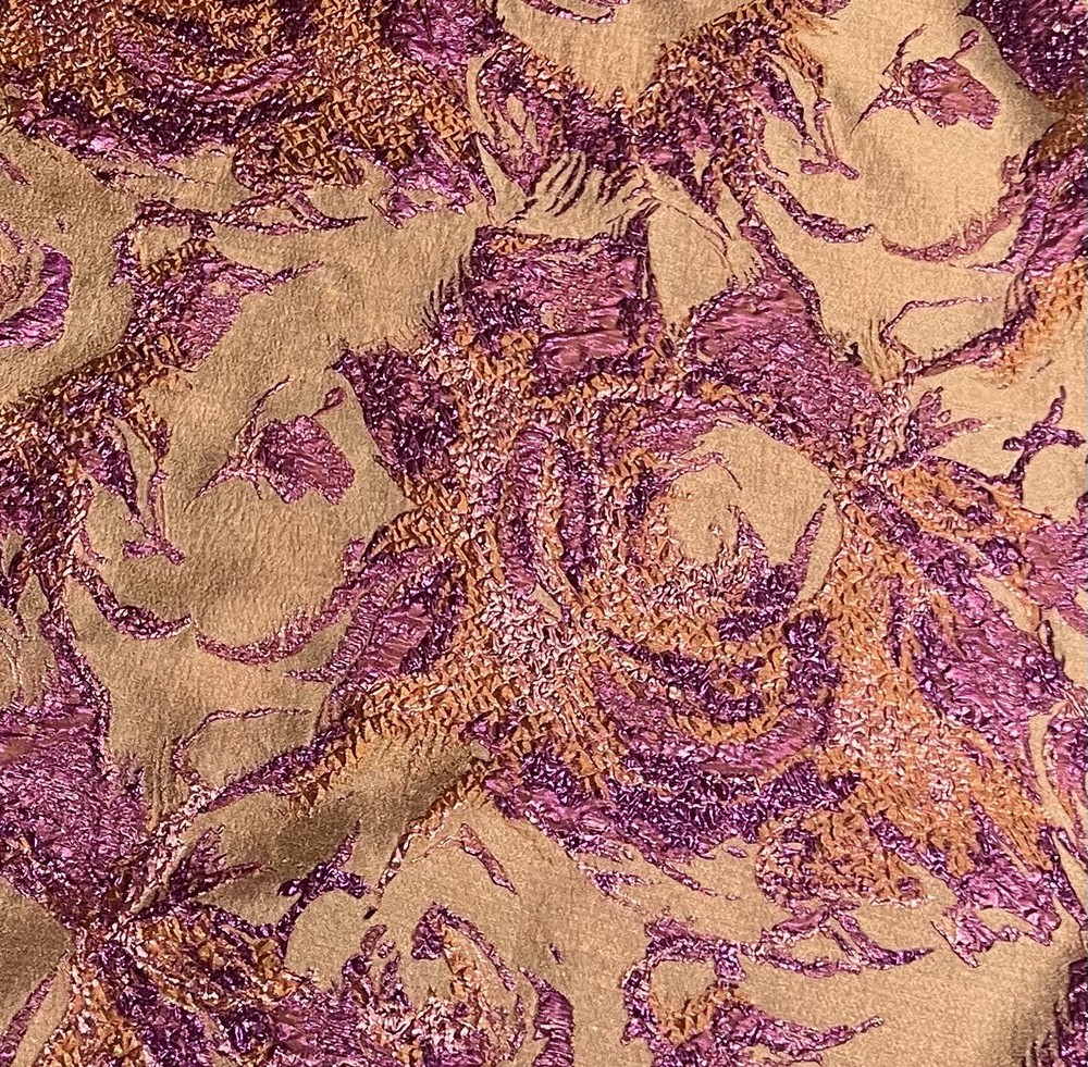 Purple Gold Copper Metallic Brocade Fabric 60” Width Sold By The Yard