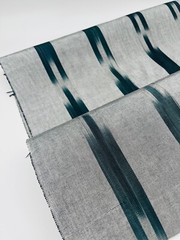 Luxurious Silver Silk Moire Fabric By 2 Meters, Ikat Pattern Green Kutnu.