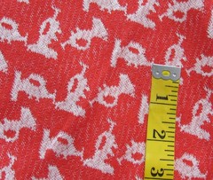 50″ x 66″W Vintage Cotton T-Shirt Skirt TUBE Knit Fabric Retro Design Red White