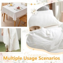 Linen Fabric by the Yard, 61 Inch Wide White Blend Cloth, 60% Linen 40%