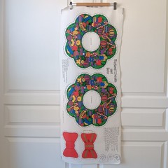 Vintage Manes Fabric Co. Holiday Toyland Wreath And Bow Cotton Cut And Sew Panel