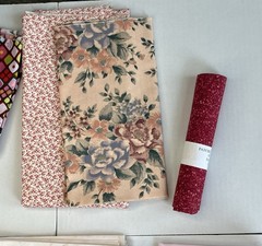 Quilt Fabric Lot of Pinks/Peach Tones 1 lb 4oz Different Size Pieces Cottons