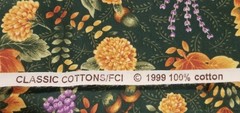 6 Yds X 44″ Classic Cottons FCI 1999 Fabric Fall Autumn Florals Leaves Print