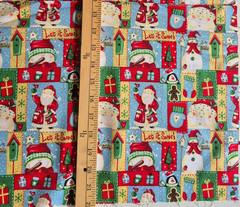 LET IT SNOW HOLIDAY PRINT 100% COTTON FABRIC 4 REMNANT PIECES EACH 18X12″