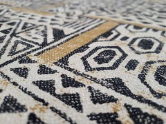 Covington RHAPSODY TRIBAL Black White Beige Geometric Drapery Uph Fabric