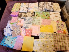 Lot of Cotton Flannel Fabric Scraps Quilt Crafts 2lbs 6oz Novelty Children Baby