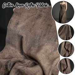 Brown Coffee Colored Distressed Texture Cotton Linen Retro Clothing Fabric