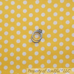BonEful Fabric FQ Cotton Quilt Bright Yellow White Polka Dot Stripe Calico Sale