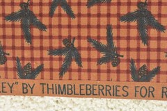 24″ Long, Vintage, Green Pine Needles on Burgundy & Brown, Thimbleberries, P8175