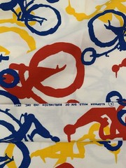 VTG 1972 Klopman Mills Retro Unique Bicyle Cyclist Figure Fabric Bright MCM