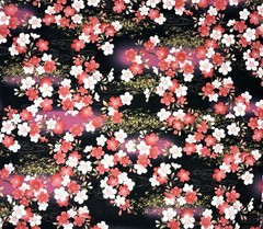 Japanese fabric cherry blossom flowers prunus floral cotton gold black chinese