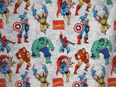 Marvel Super Imposed Hero Character Camelot Quilt Cotton Fabric 1YD X 43″W NEW
