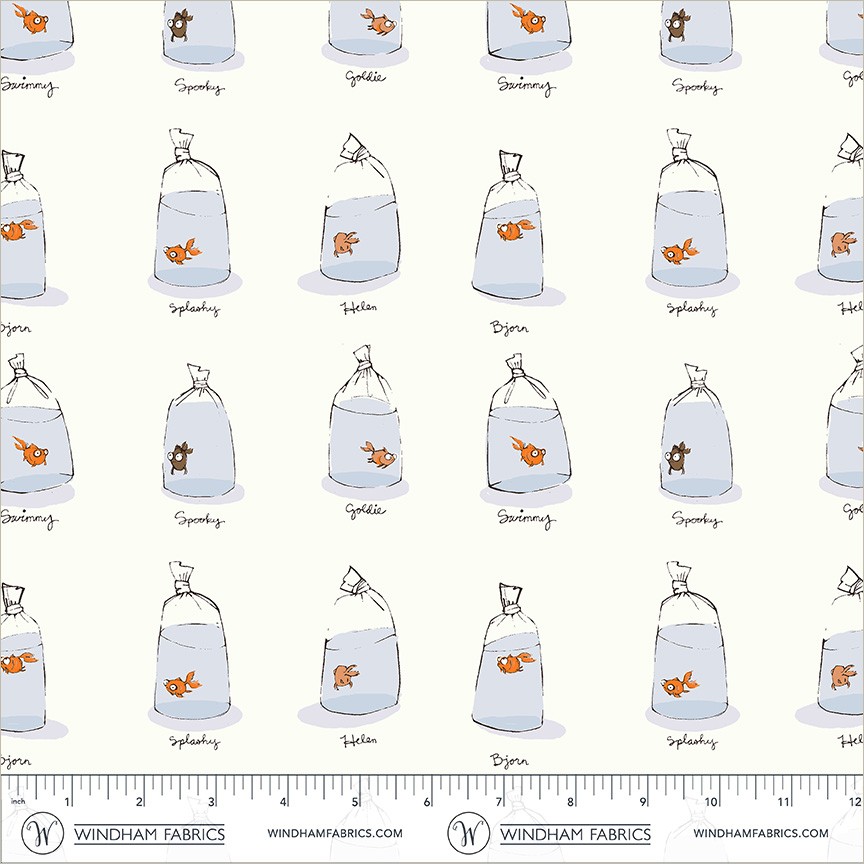 Goldfishes in Bags in White | Heather Ross Favorites | Windham