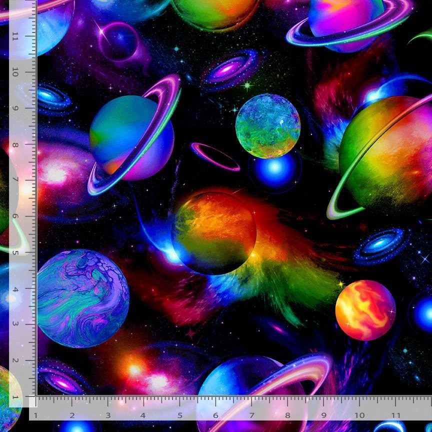 Space Galaxy Planets Solar System CD3771 Multi Timeless Durable Cotton Fabric