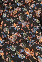 Floral Velvet Burnout Chiffon Fabric: Turquoise, Green, Orange – 45″ Wide