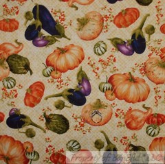 BonEful Fabric FQ Cotton Quilt Orange Pumpkin Purple Green Vegetable Fall Print